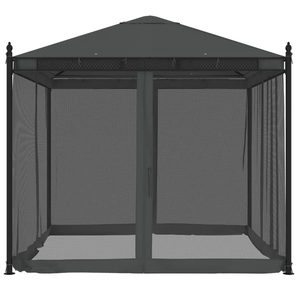 vidaXL Κιόσκι με Τοίχους από Δίχτυ Ανθρακί 2,93x2,93 μ. από Ατσάλι