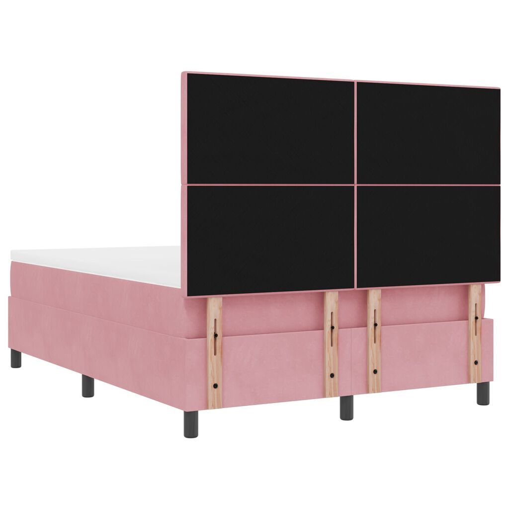 κρεβάτι Box Spring με στρώμα vidaXL Ροζ 140x200 εκ. Βελούδο