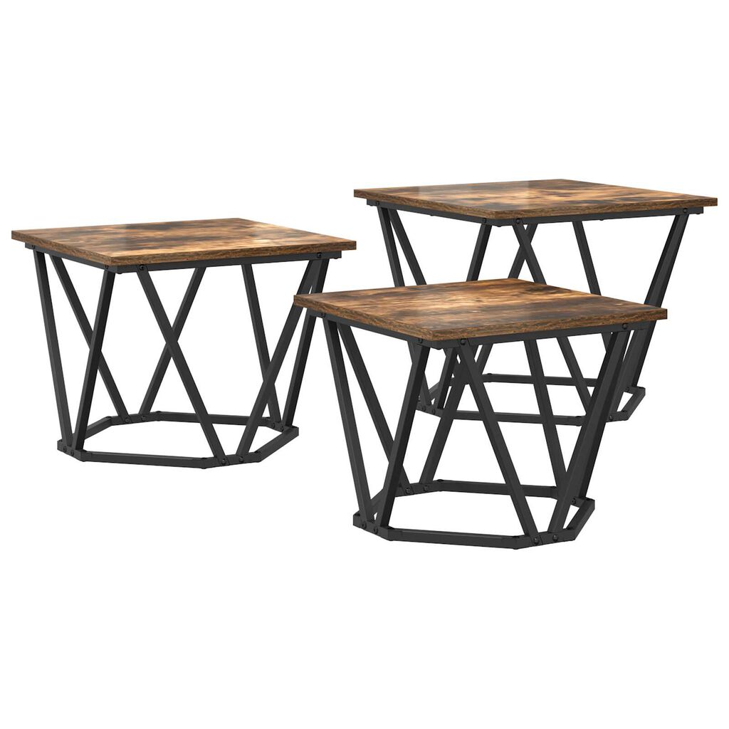 vidaXL Τραπεζάκι σαλονιού 3 pcs Καπνιστή δρυς 50 x 50 x 40 cm