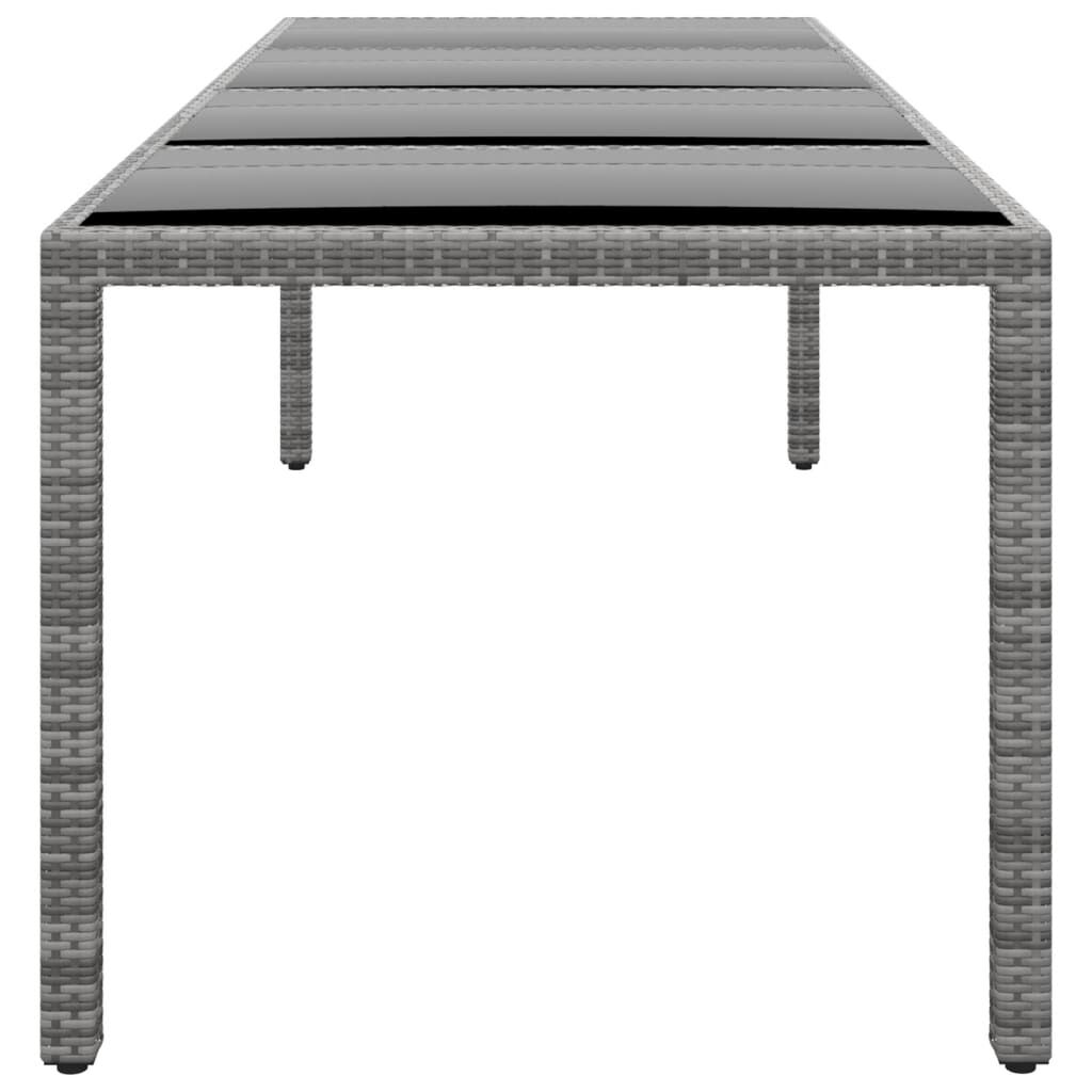 vidaXL Τραπέζι Κήπου Γκρι 250x100x75 εκ. Ψημένο Γυαλί/Συνθετικό Ρατάν