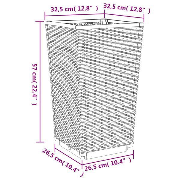 vidaXL Ζαρντινιέρες Κήπου 4 τεμ. Μαύρο 32,5x32,5x57 εκ. Πολυπροπυλένιο