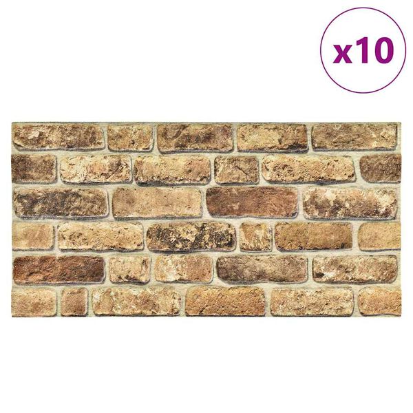 vidaXL Πάνελ Τοίχου 3D 10 τεμ. Σχέδιο Τούβλα Σκούρο Χρώμα Άμμου EPS