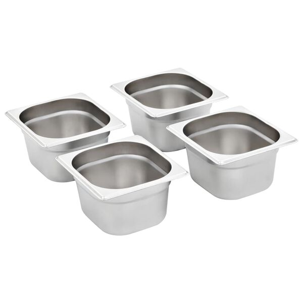 vidaXL Λεκάνες Gastronorm 12 τεμ. GN 1/6 100 χιλ. Ανοξείδωτο Ατσάλι