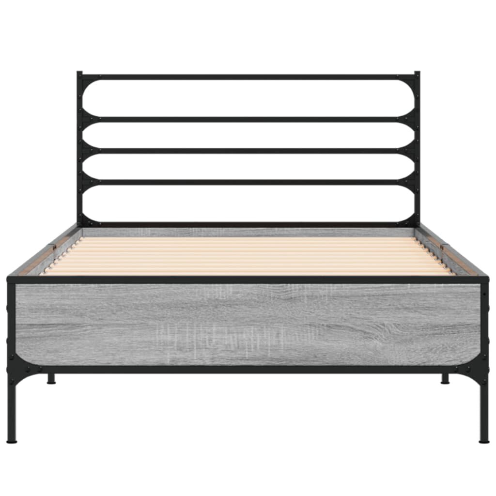 vidaXL Πλαίσιο Κρεβατιού Γκρι Sonoma 100x200 εκ. Επεξ. Ξύλο & Μέταλλο