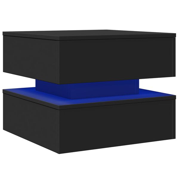 vidaXL Τραπεζάκι Σαλονιού με LED Μαύρο 50 x 50 x 40 εκ.