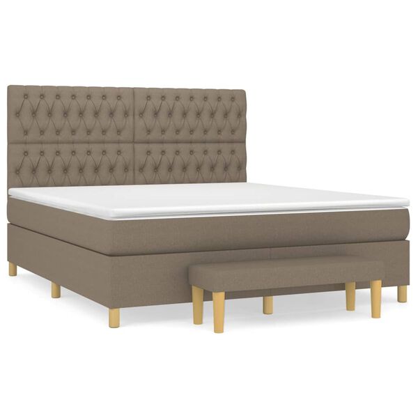 vidaXL &Kappa;&rho;&epsilon;&beta;ά&tau;&iota; Boxspring &mu;&epsilon; &Sigma;&tau;&rho;ώ&mu;&alpha; Taupe 180x200 &epsilon;&kappa;. &Upsilon;&phi;&alpha;&sigma;&mu;ά&tau;&iota;&nu;&omicron;