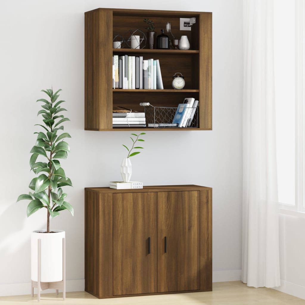 vidaXL Ντουλάπι Τοίχου Καφέ Δρυς 80x33x80 εκ. Επεξεργασμένο Ξύλο