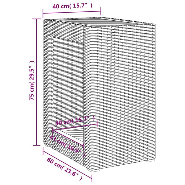 vidaXL Τραπέζι Κήπου με Ξύλινη Επιφάνεια Μπεζ 60x40x75 εκ Συνθ. Ρατάν