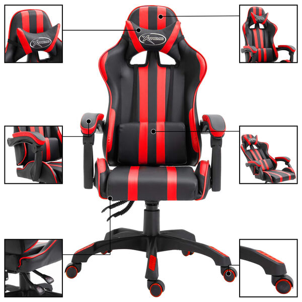 vidaXL Καρέκλα Gaming Κόκκινη από Συνθετικό Δέρμα