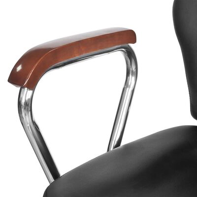 Επαγγελματική Καρέκλα Κουρείου με Στήριγμα Κεφαλής από Δερματίνη Μαύρη