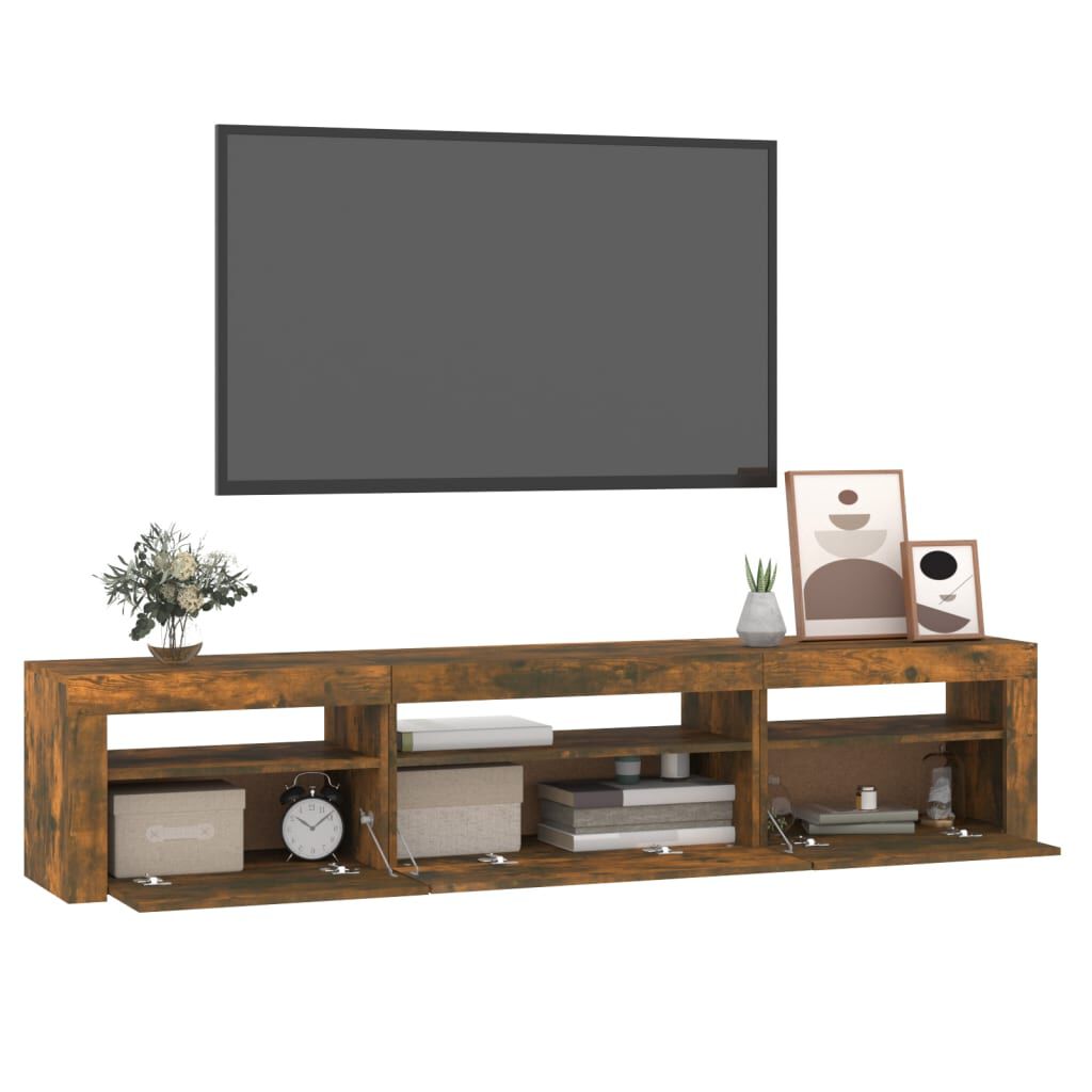 vidaXL Έπιπλο Τηλεόρασης με LED Καπνιστή Δρυς 195x35x40 εκ.