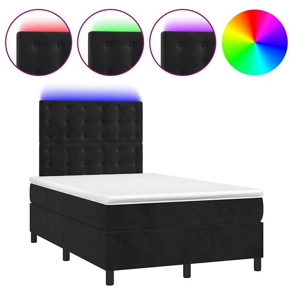 vidaXL &Kappa;&rho;&epsilon;&beta;ά&tau;&iota; Boxspring &mu;&epsilon; &Sigma;&tau;&rho;ώ&mu;&alpha; & LED &Mu;&alpha;ύ&rho;&omicron; 120x190 &epsilon;&kappa;. &Beta;&epsilon;&lambda;&omicron;ύ&delta;&iota;&nu;&omicron;