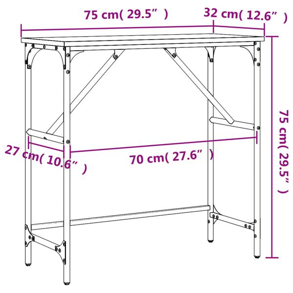 vidaXL Τραπέζι Κονσόλα Sonoma Δρυς 75x32x75 εκ. Επεξεργασμένο Ξύλο