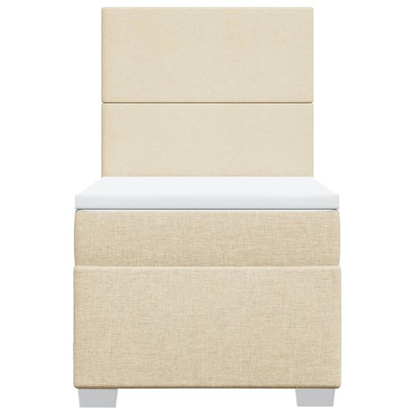 vidaXL Κρεβάτι Boxspring με Στρώμα Κρεμ 100 x 200 εκ. Υφασμάτινο