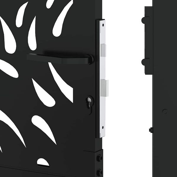 vidaXL Πύλη κήπου Μαύρη 105x155 cm Ατσάλινη φλόγα σχεδιασμού
