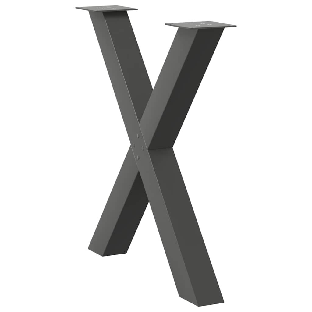 vidaXL Πόδια Τραπεζαρίας σε Σχήμα Χ 2 τεμ. Ανθρακί 80x(72-73) εκ. Ατσάλι