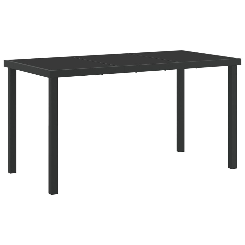 vidaXL Τραπέζι Κήπου Μαύρο 140x80x73 εκ Γυαλί Σαπιστής