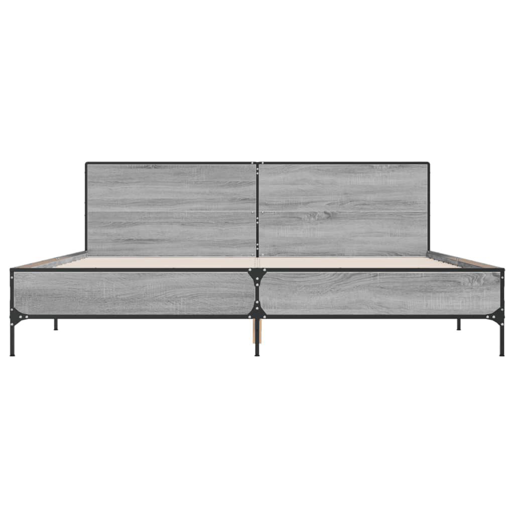 vidaXL Πλαίσιο Κρεβατιού Γκρι Sonoma 180x200 εκ. Επεξ. Ξύλο & Μέταλλο