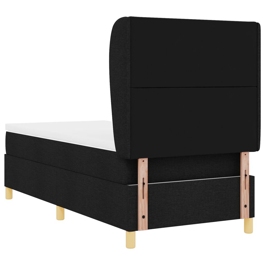 Κρεβάτι με ελατήρια και στρώμα vidaXL Μαύρο 90x190 cm Υφασμάτινο