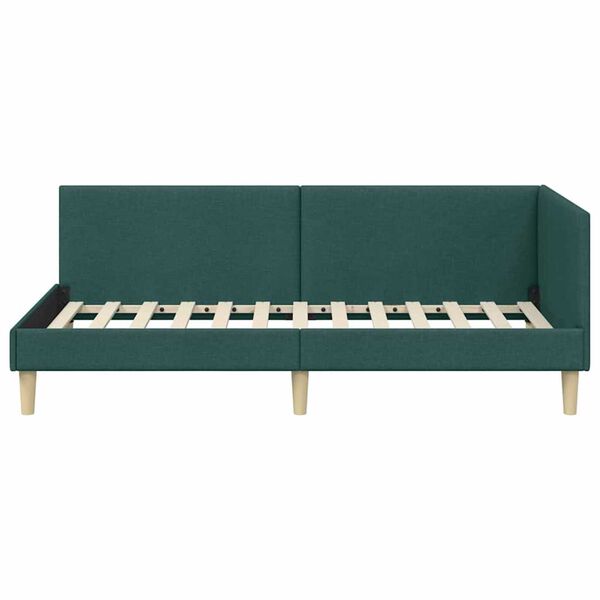 vidaXL Κρεβάτι Γωνίας Σκούρο πράσινο 90 x 200 cm Ύφασμα και Έργο ξύλου