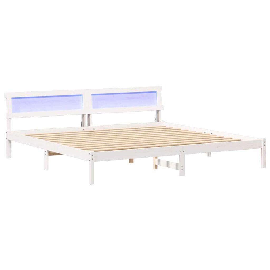 vidaXL Σκελετός Κρεβατιού Λευκό 200 x 200 cm Μασίφ ξύλο πεύκου