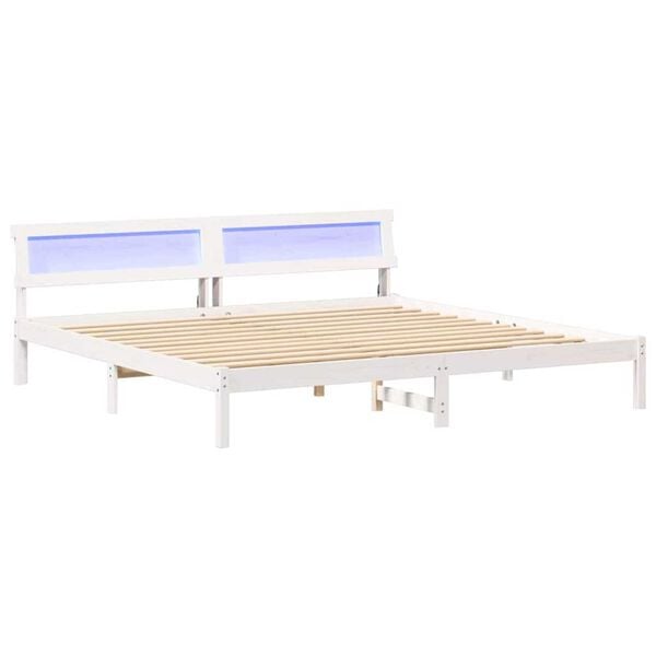 vidaXL Σκελετός Κρεβατιού Λευκό 200 x 200 cm Μασίφ ξύλο πεύκου