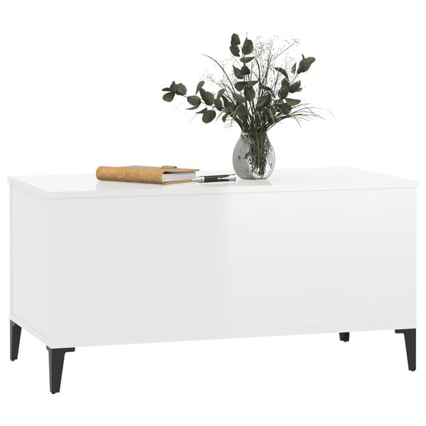 vidaXL Τραπεζάκι Σαλονιού Γυαλ. Λευκό 90x44,5x45 εκ. Επεξεργ. Ξύλο