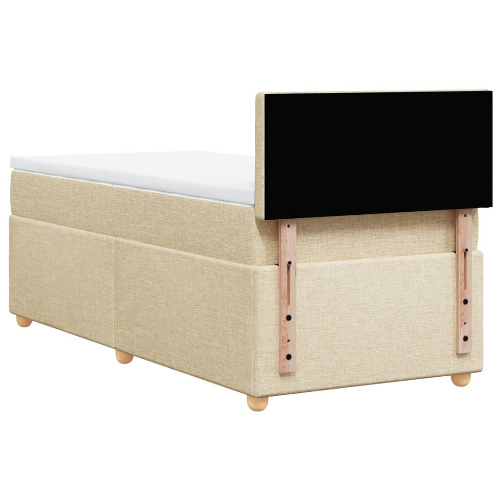 vidaXL Κρεβάτι Boxspring με Στρώμα Κρεμ 90x190 εκ.Υφασμάτινο