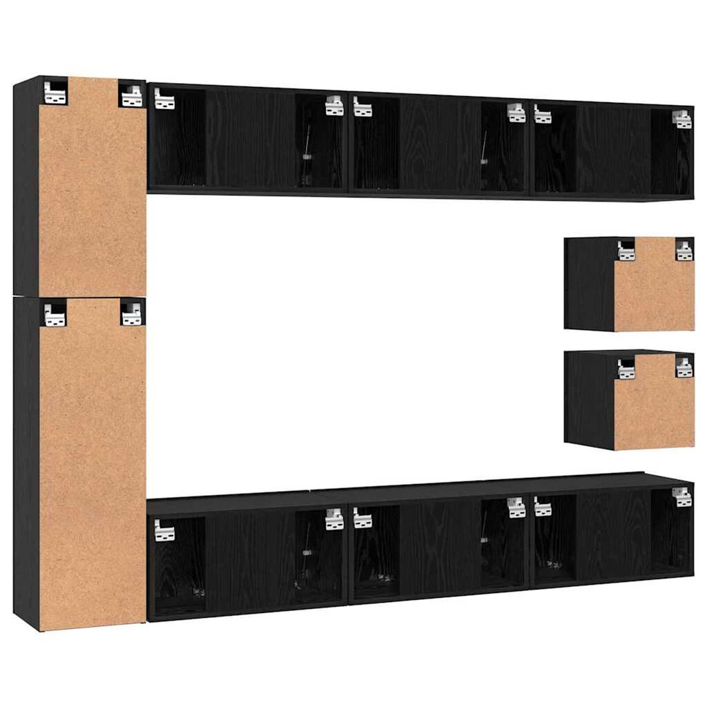 vidaXL Σετ επίπλου τηλεόρασης 10 pcs Μαύρη δρυς Επεξεργασμένο ξύλο