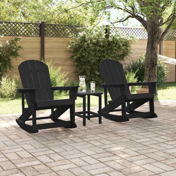 vidaXL Καρέκλες Ροκάντας Adirondack 2 pcs Μαύρο HDPE