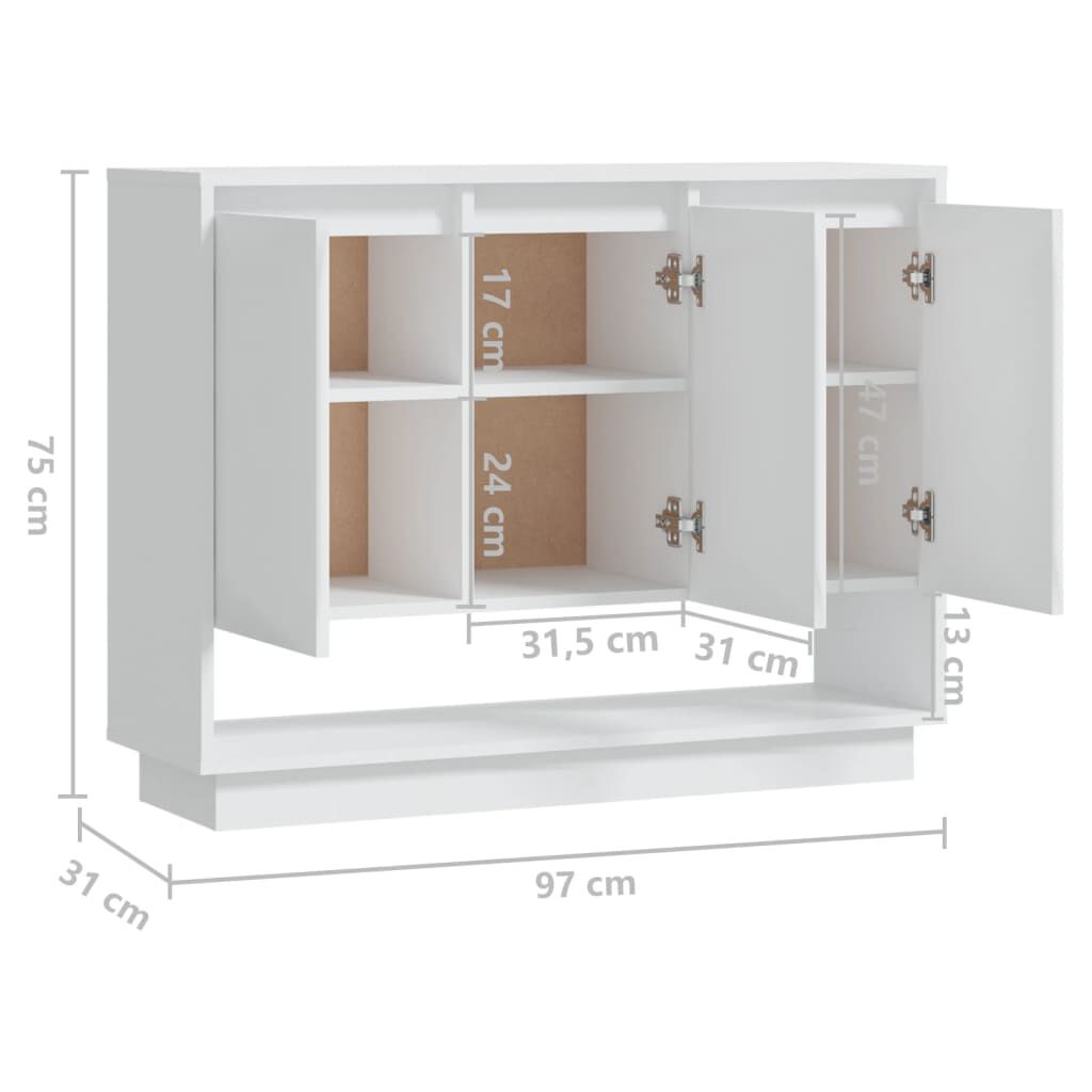 vidaXL Συρταριέρα Λευκή 97x31x75 εκ. από Επεξεργασμένο Ξύλο