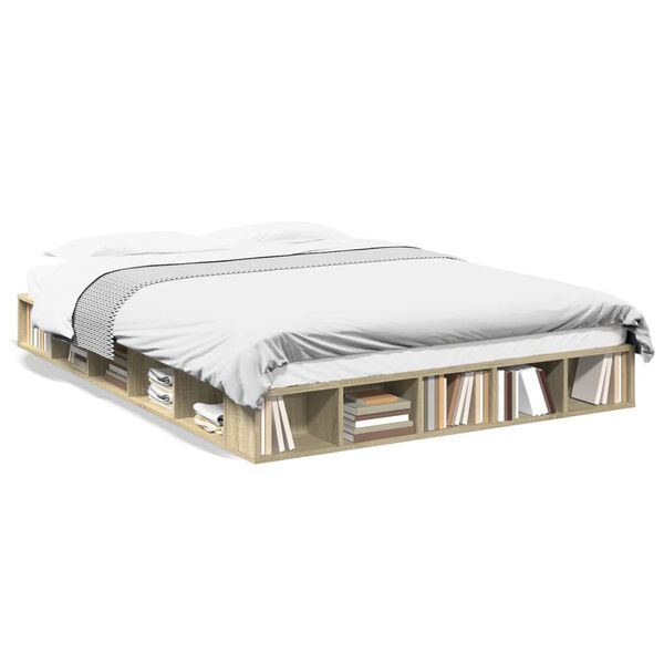 vidaXL Πλαίσιο Κρεβατιού Sonoma Δρυς 150x200 εκ. Επεξεργασμένο Ξύλο