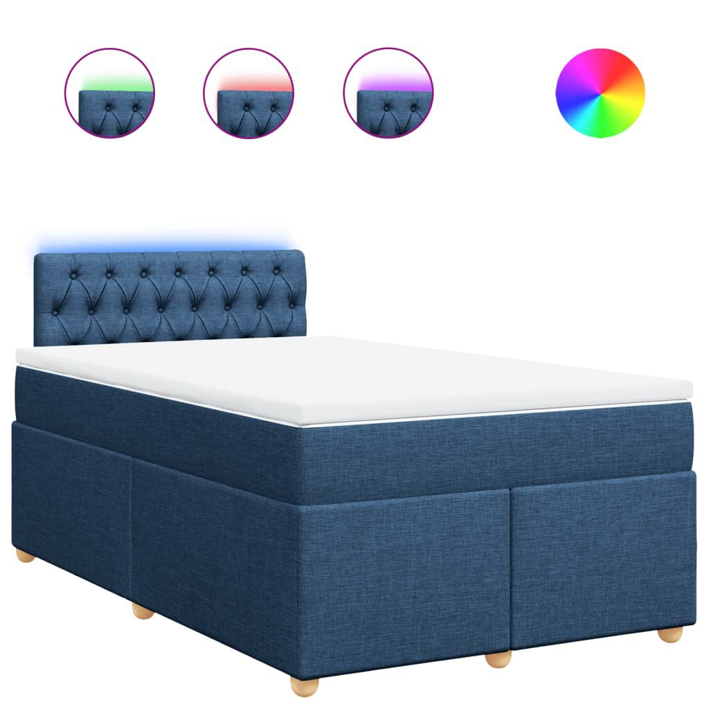 vidaXL Κρεβάτι Boxspring με Στρώμα Μπλε 120x190 εκ. Υφασμάτινο