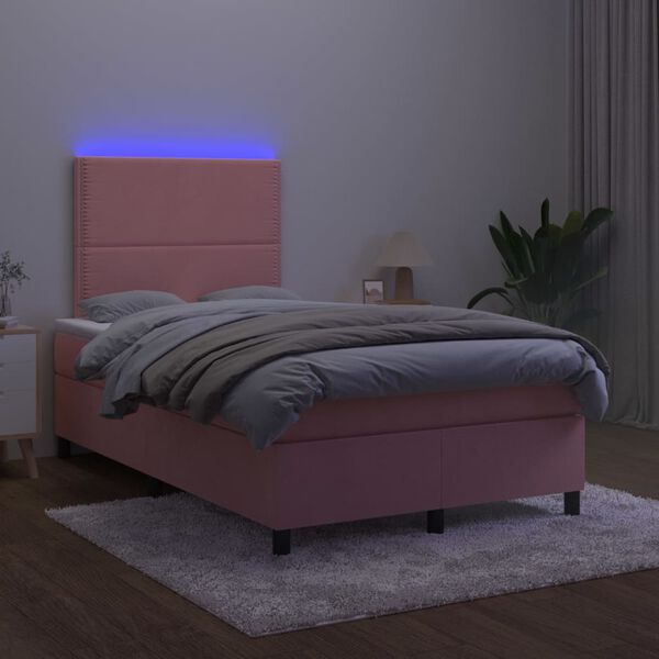 vidaXL &Kappa;&rho;&epsilon;&beta;ά&tau;&iota; Boxspring &mu;&epsilon; &Sigma;&tau;&rho;ώ&mu;&alpha; & LED &Rho;&omicron;&zeta; 120x200 &epsilon;&kappa;. &Beta;&epsilon;&lambda;&omicron;ύ&delta;&iota;&nu;&omicron;