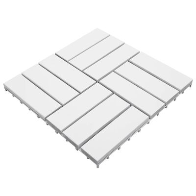 vidaXL Πλακάκια Deck 30 τεμ. Λευκά 30 x 30 εκ. από Μασίφ Ξύλο Ακακίας