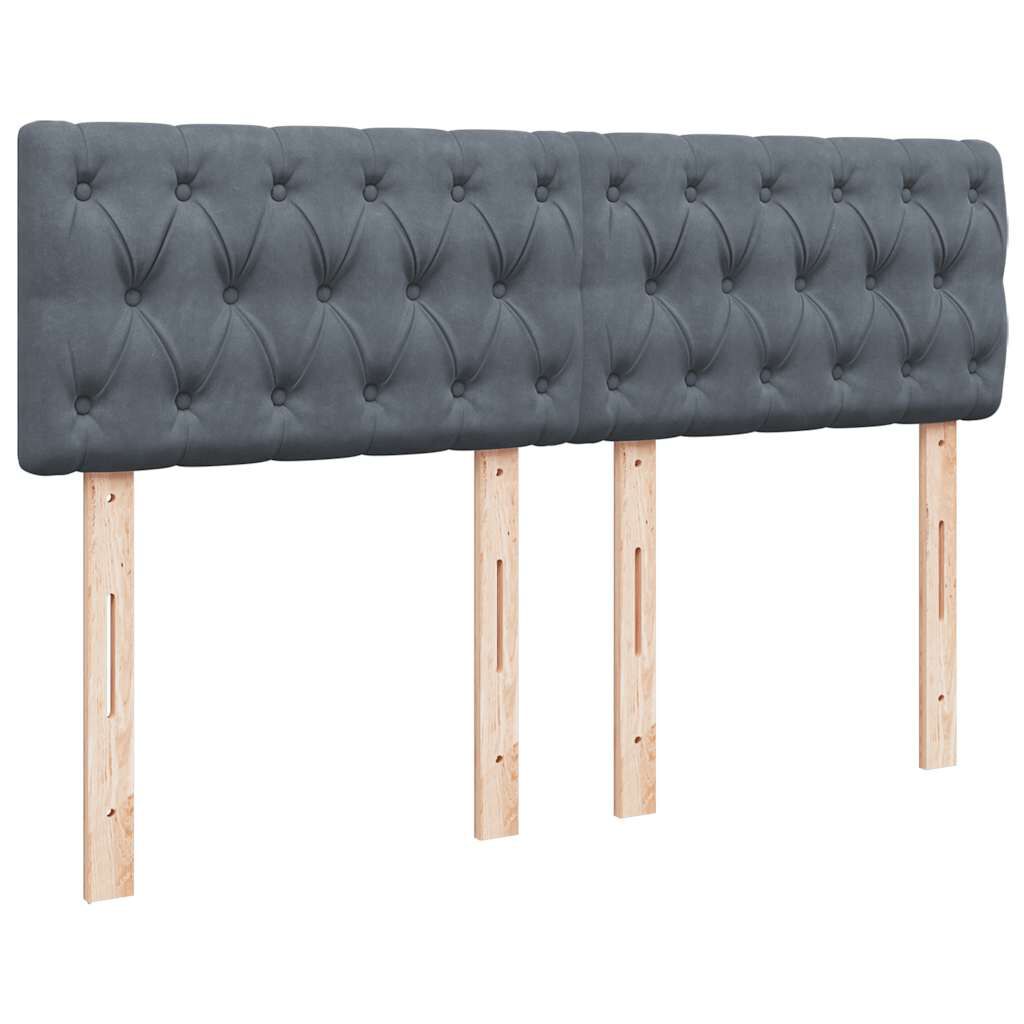 vidaXL Κρεβάτι Boxspring με Στρώμα Σκούρο Γκρι 140x200 εκ. Βελούδινο