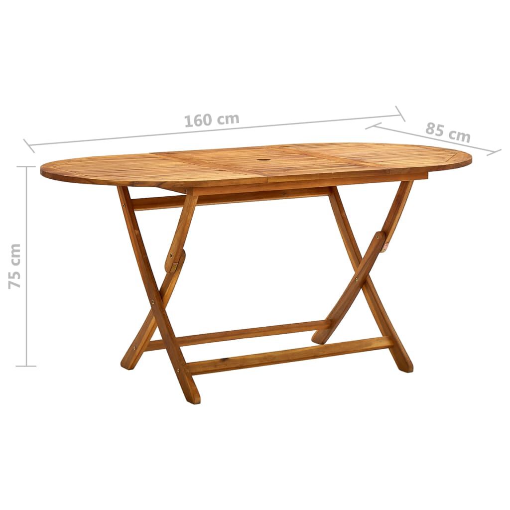 vidaXL Τραπέζι Κήπου Πτυσσόμενο 160 x 85 x 75 εκ. Μασίφ Ξύλο Ακακίας