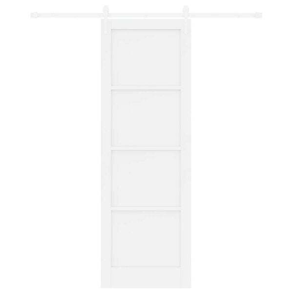 vidaXL Συρόμενη Πόρτα Λευκό 78 x 232 cm Μασίφ ξύλο πεύκου και χάλυβας