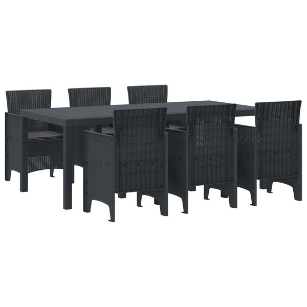 vidaXL Σέτ φαγητού για κήπο 7 pcs Ανθρακί Rattan Polt