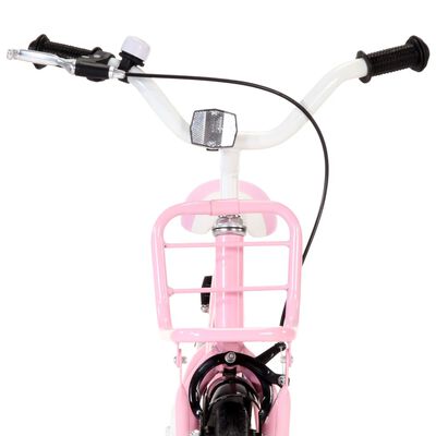 vidaXL Ποδήλατο Παιδικό Λευκό / Ροζ 12 Ιντσών με Μπροστινή Σχάρα