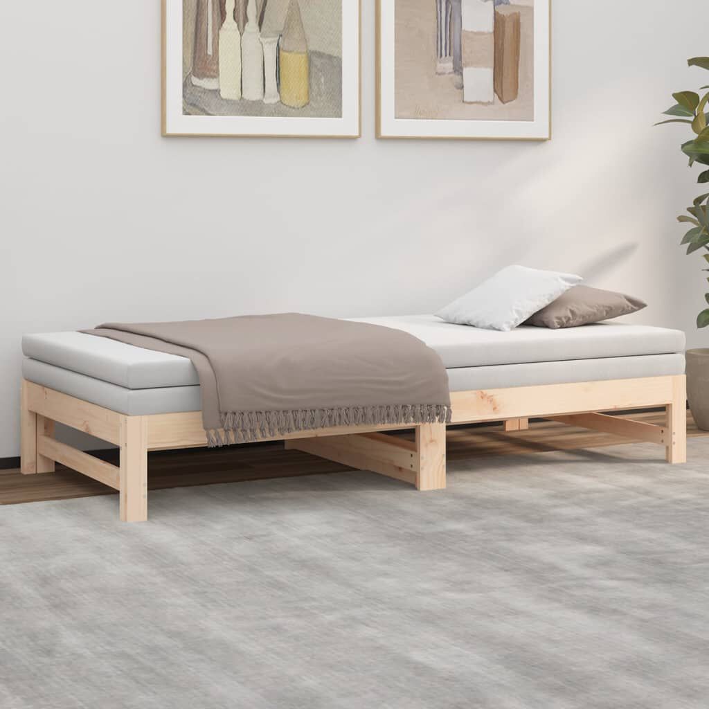 vidaXL Καναπές Κρεβάτι Συρόμενος 2x(90x190) εκ. Μασίφ Ξύλο Πεύκου