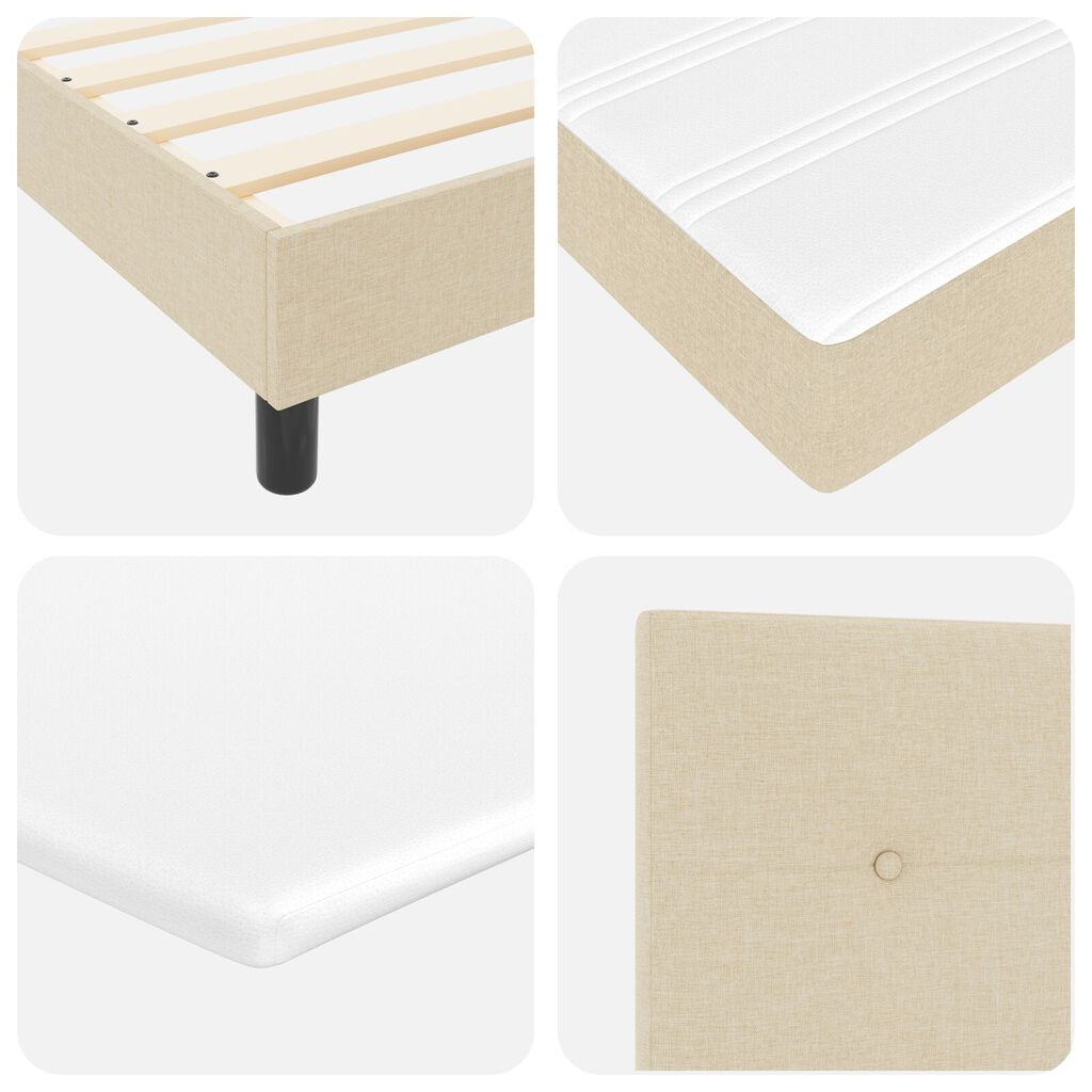 vidaXL Κρεβάτι Box Spring με Στρώμα Κρέμ 90x200 εκ Υφασμά