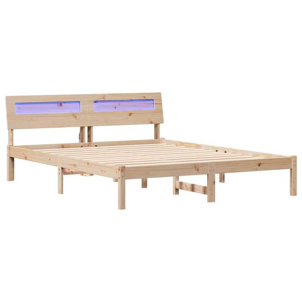 vidaXL Σκελετός Κρεβατιού Καφέ 160 x 200 cm Μασίφ ξύλο πεύκου
