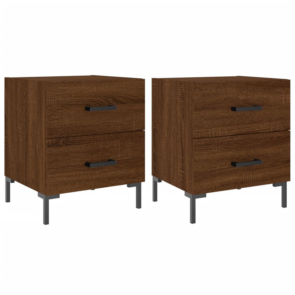 vidaXL Κομοδίνα 2 τεμ. Καφέ Δρυς 40 x 35 x 47,5 εκ. από Επεξεργ. Ξύλο
