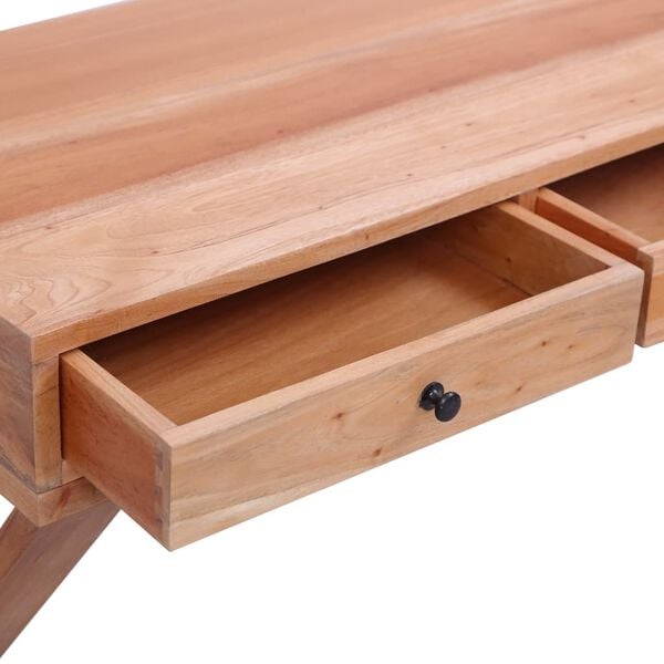vidaXL Γραφείο Υπολογιστή Φυσικό Χρώμα 132x47x77 εκ. από Μασίφ Μαόνι