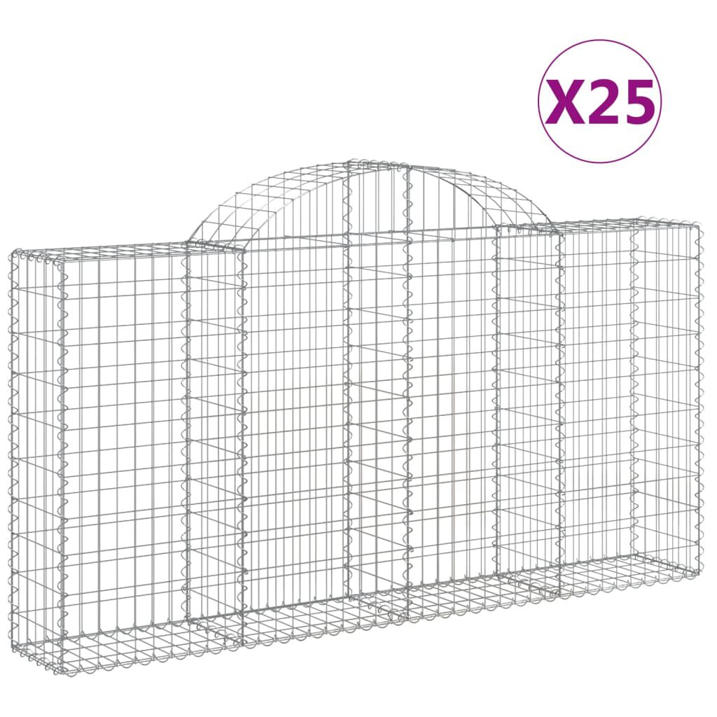 vidaXL Συρματοκιβώτια Τοξωτά 25 τεμ. 200x30x100/120 εκ. Γαλβαν. Ατσάλι