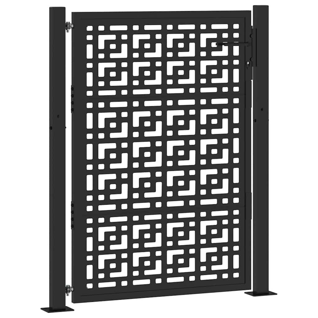 vidaXL Πύλη κήπου Μαύρη 105x130 cm Ατσάλινος σταυρός σχεδιασμού