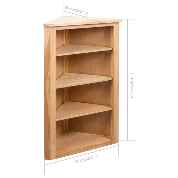 vidaXL Ραφιέρα Γωνιακή 59 x 36 x 100 εκ. από Μασίφ Ξύλο Δρυός