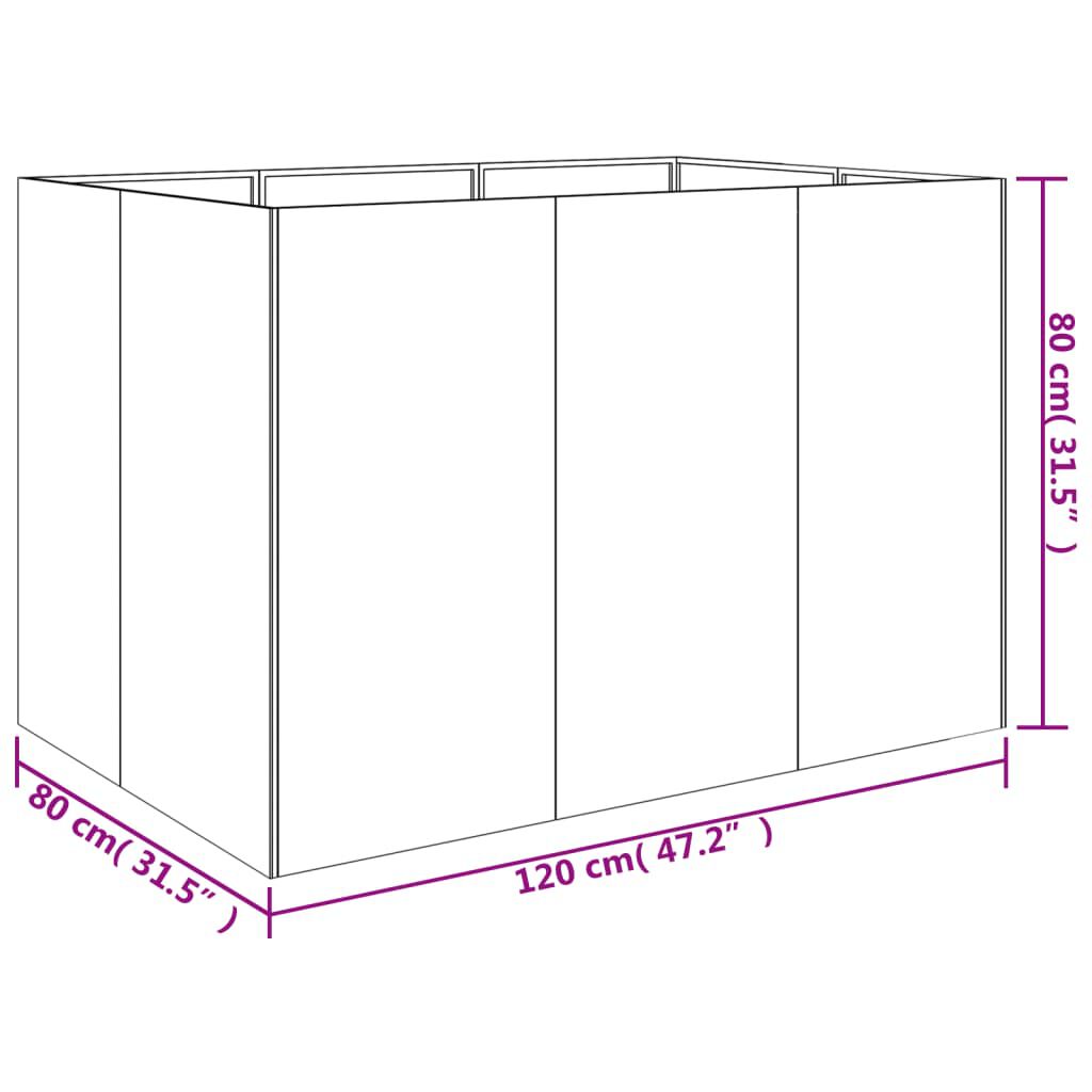 vidaXL Ζαρντινιέρα 120 x 80 x 80 εκ. από Ατσάλι Σκληρυθέν στον Αέρα