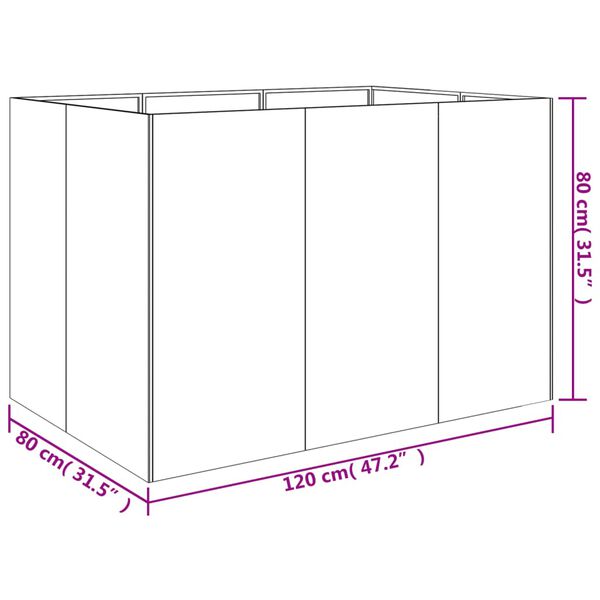 vidaXL Ζαρντινιέρα 120 x 80 x 80 εκ. από Ατσάλι Σκληρυθέν στον Αέρα
